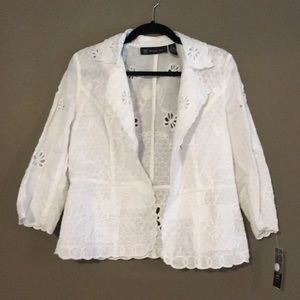 Pure white embroidered blazer
